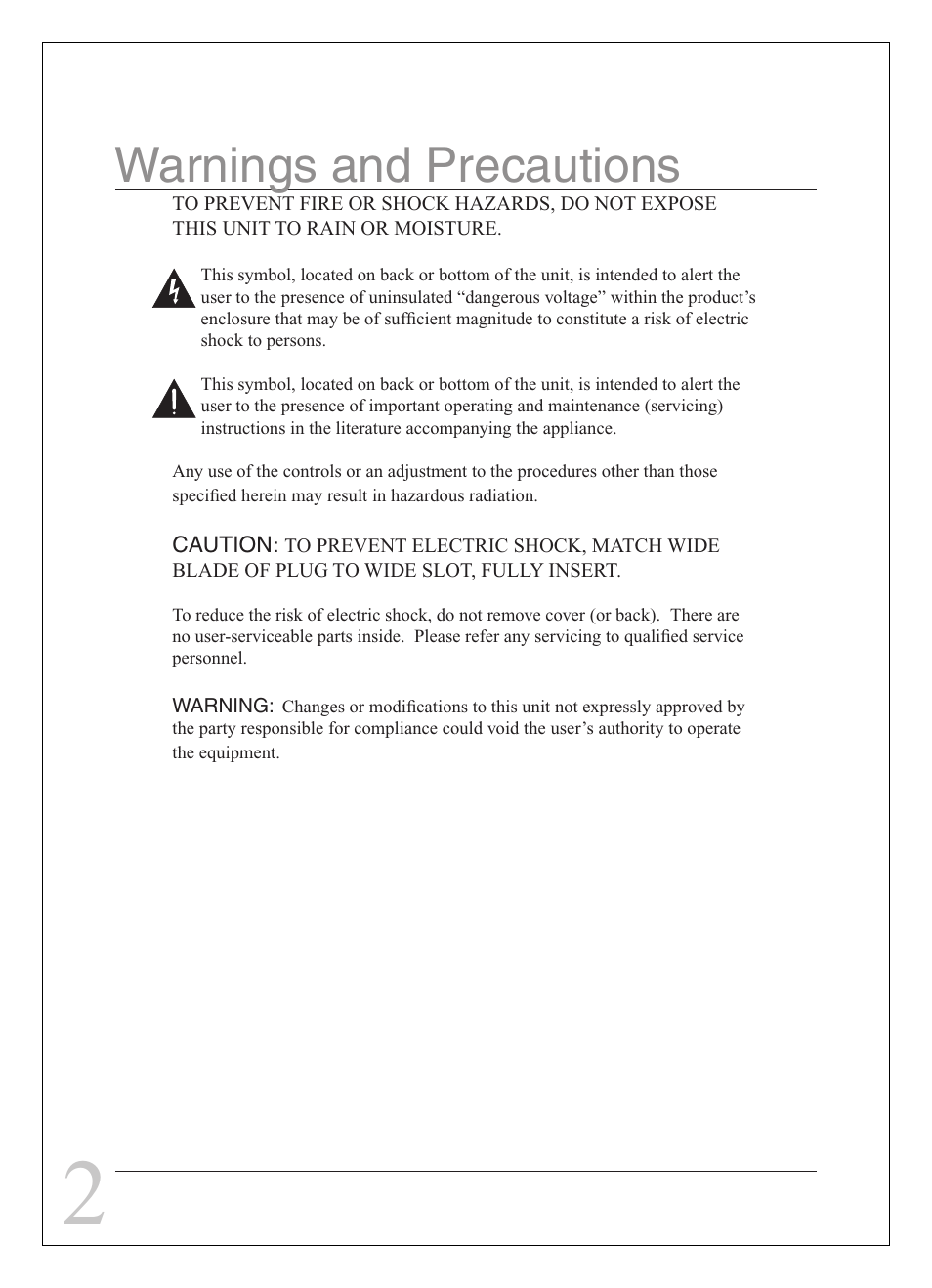 Warnings and precautions | Curtis IP1002UK User Manual | Page 2 / 10