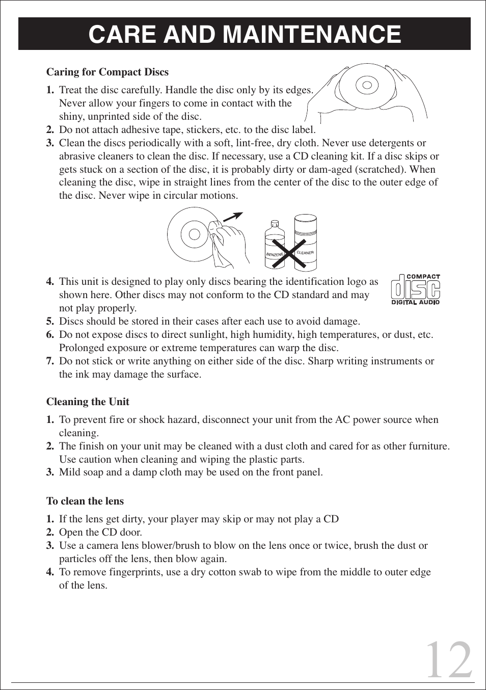 Care and maintenance | Curtis IP1006UK User Manual | Page 12 / 15