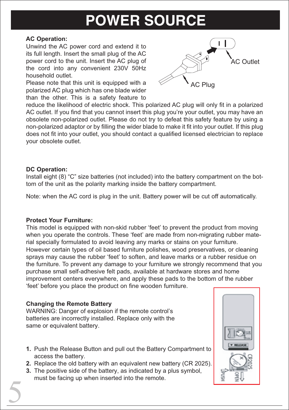 Power source | Curtis IP1006UK User Manual | Page 5 / 15