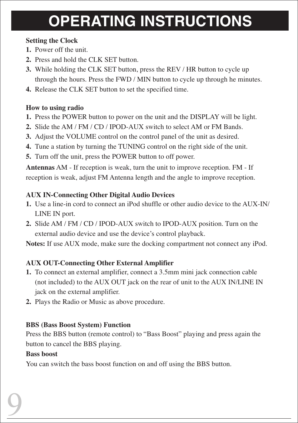 Operating instructions | Curtis IP1006UK User Manual | Page 9 / 15