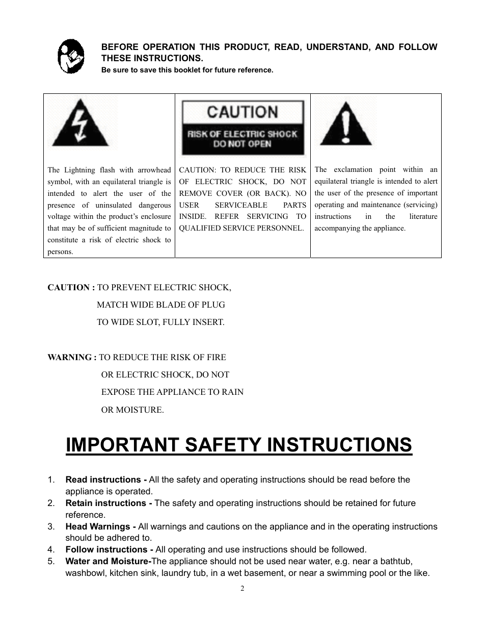 Important safety instructions | Curtis IP1007UK User Manual | Page 2 / 11