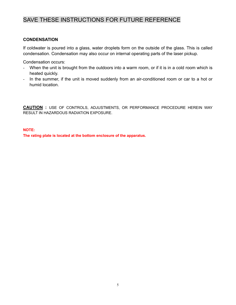 Save these instructions for future reference | Curtis IP1007UK User Manual | Page 5 / 11