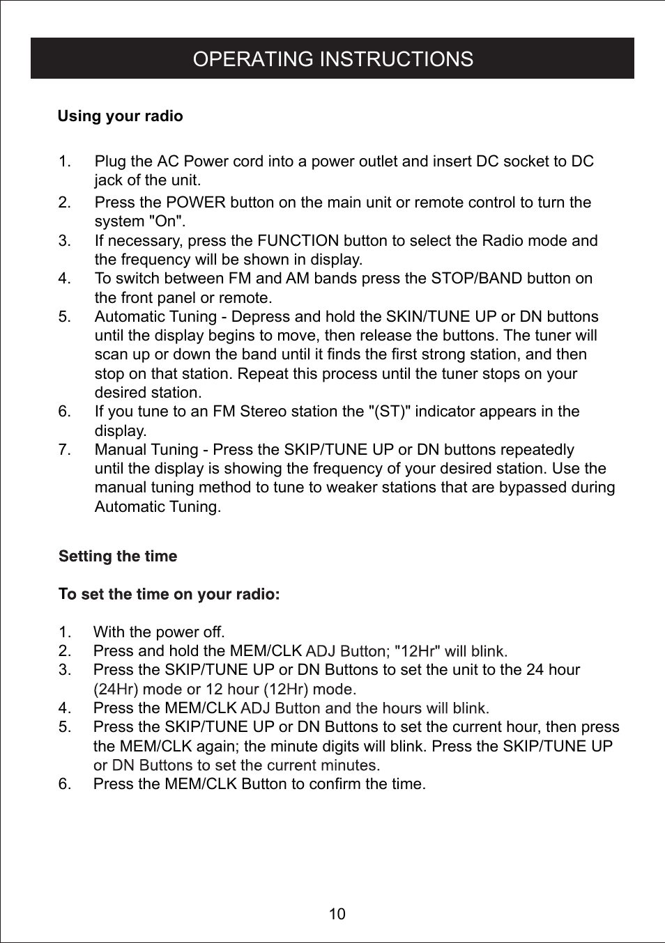 Operating instructions | Curtis IP1035 User Manual | Page 11 / 15