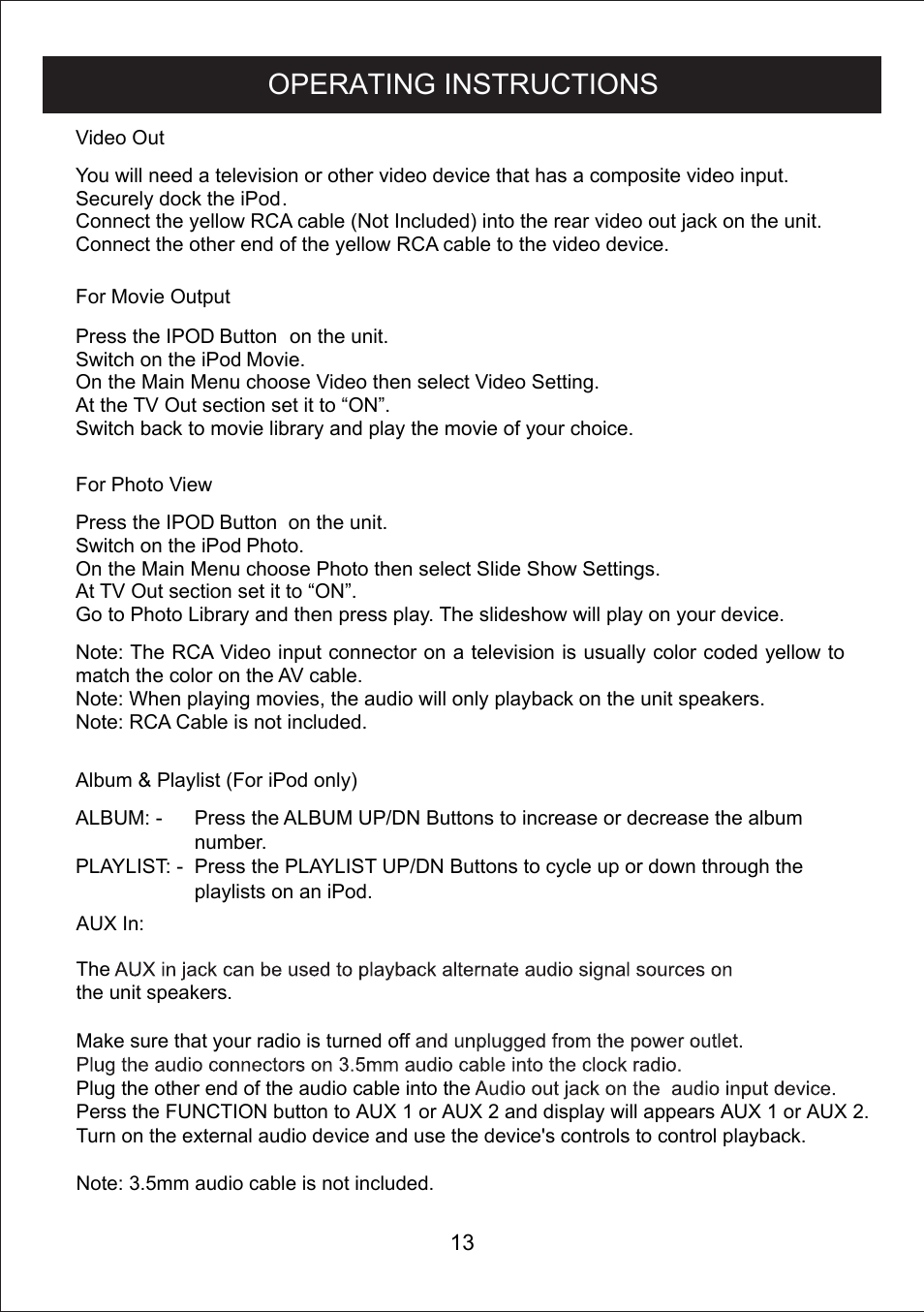 Operating instructions | Curtis IP1035 User Manual | Page 14 / 15