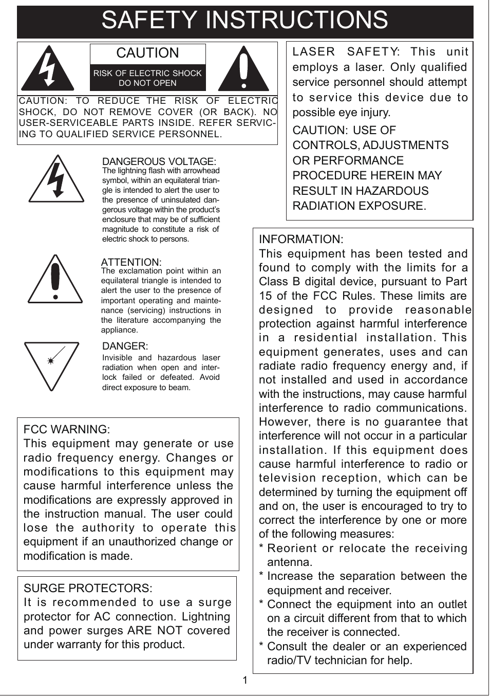 Safety instructions, Caution | Curtis IP1035 User Manual | Page 2 / 15