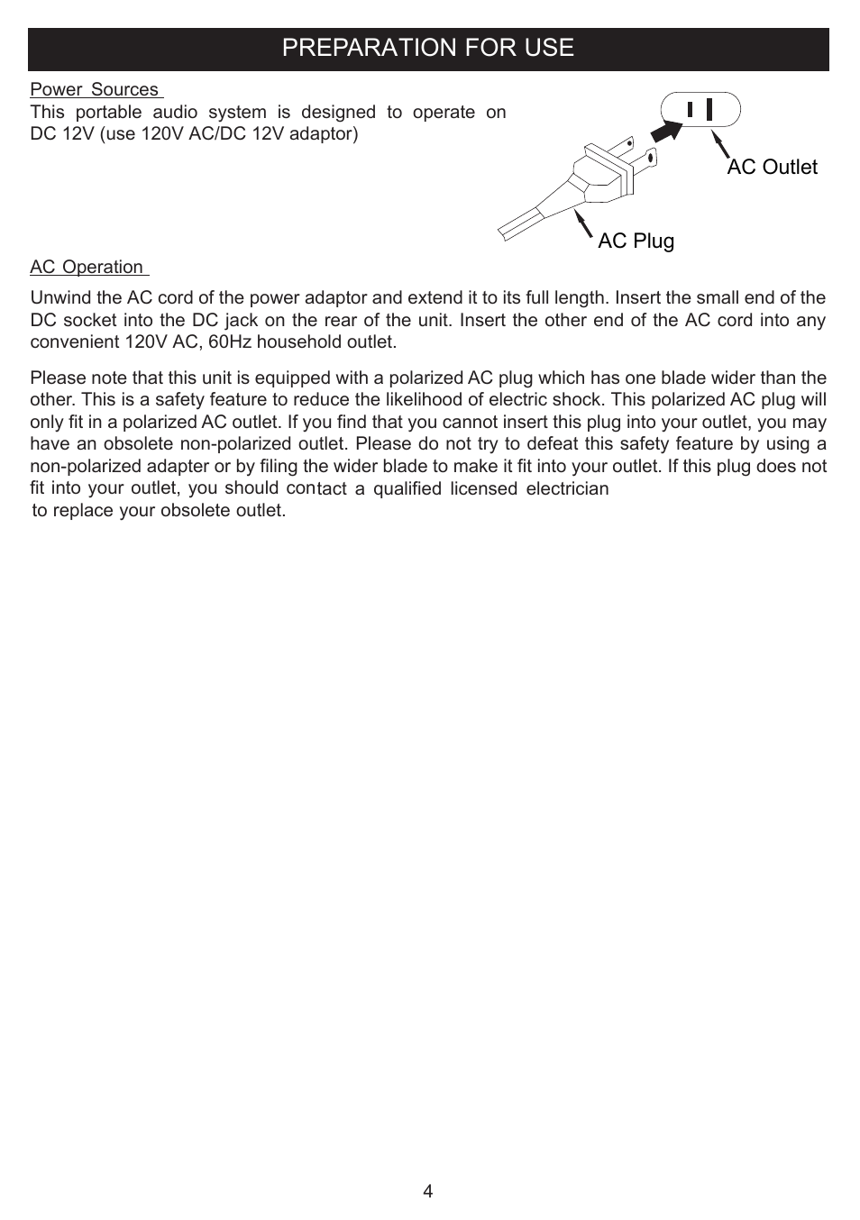 Preparation for use | Curtis IP1035 User Manual | Page 5 / 15