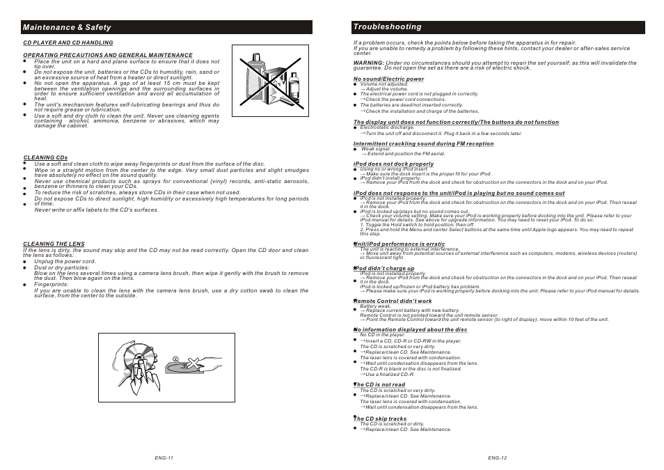 頁面 6, Maintenance & safety, Troubleshooting | Curtis IP1134UK User Manual | Page 6 / 7