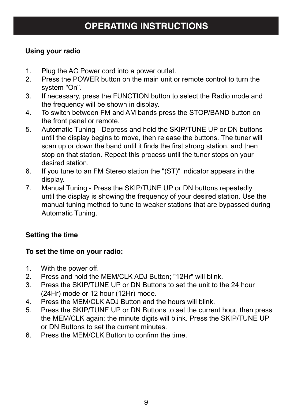 Operating instructions | Curtis IP1490 User Manual | Page 10 / 21