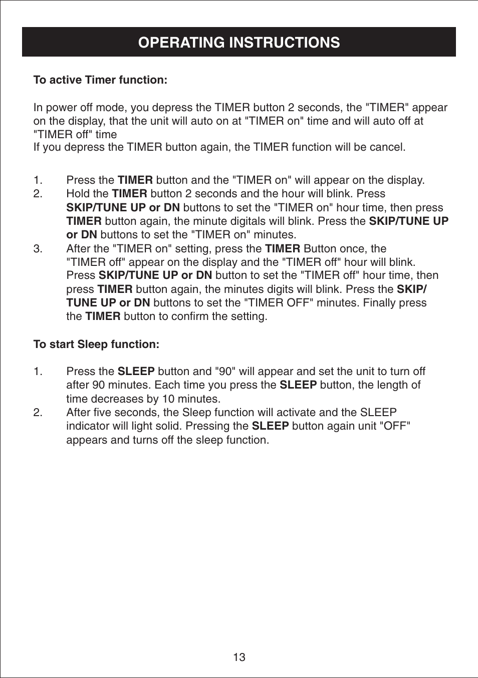 Operating instructions | Curtis IP1490 User Manual | Page 14 / 21