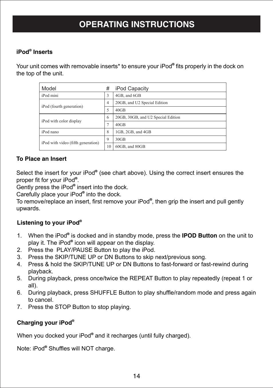 Operating instructions | Curtis IP1490 User Manual | Page 15 / 21