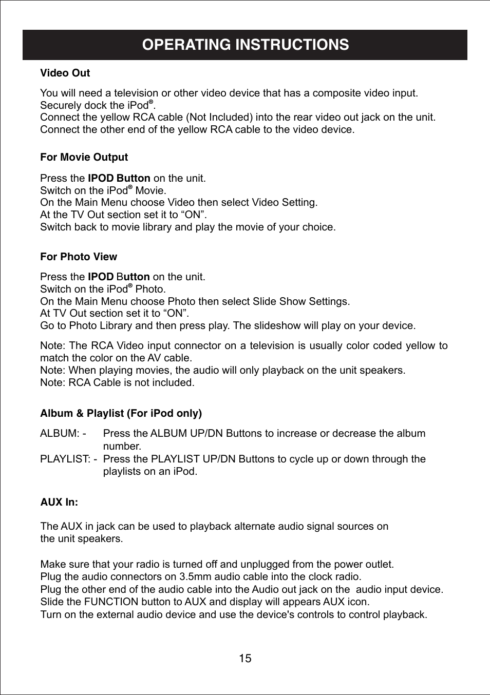 Operating instructions | Curtis IP1490 User Manual | Page 16 / 21