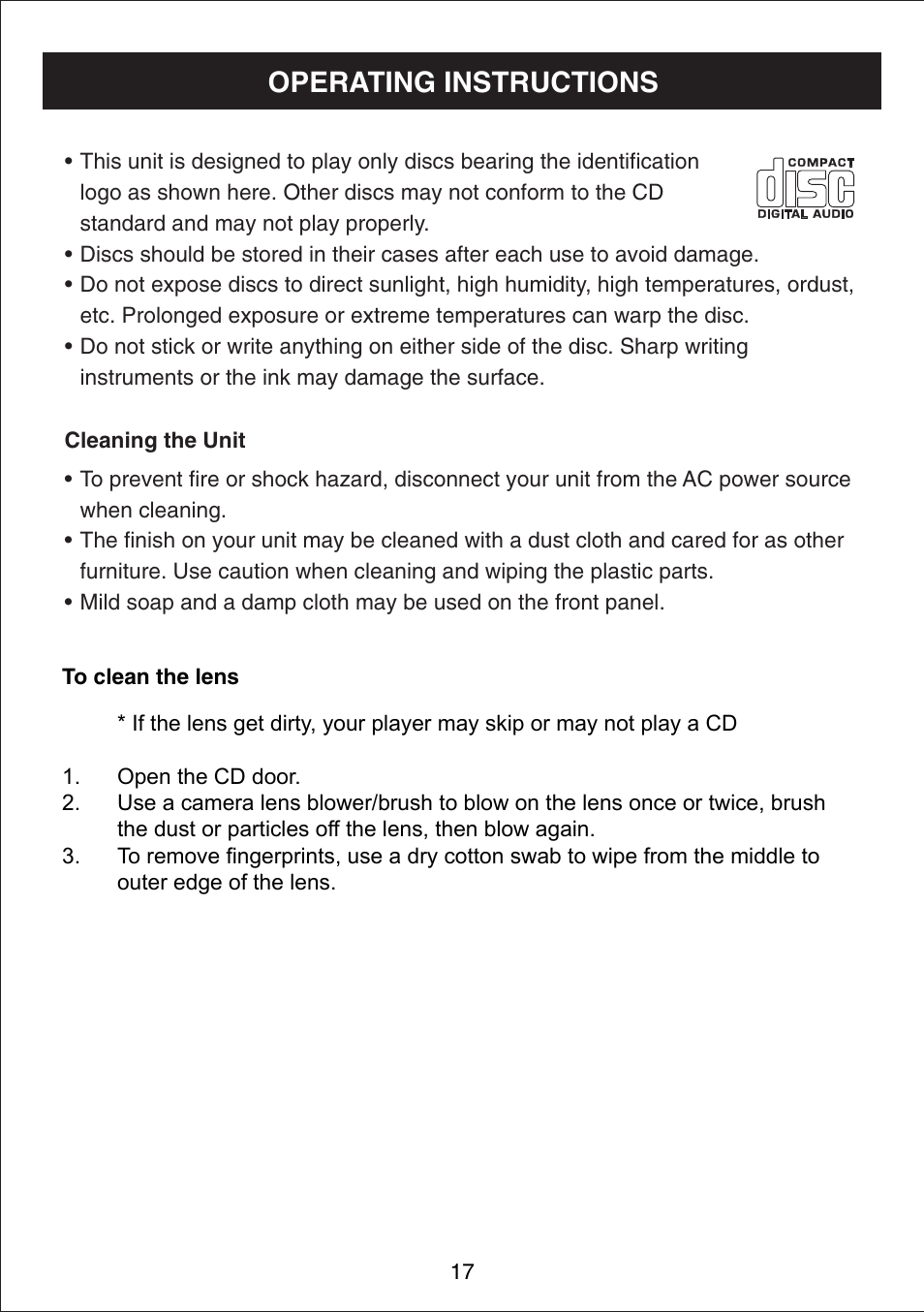 Operating instructions | Curtis IP1490 User Manual | Page 18 / 21