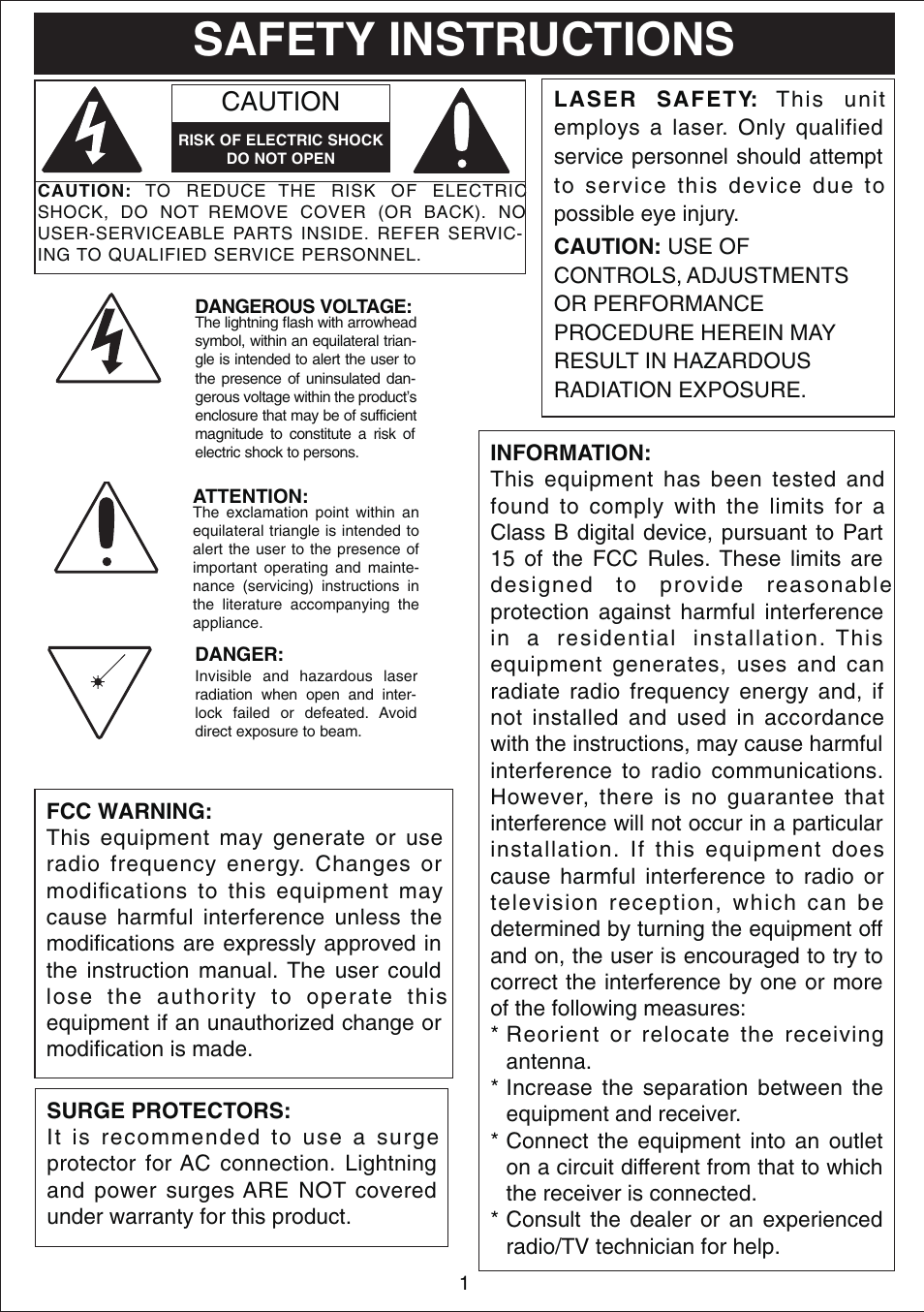 Safety instructions, Caution | Curtis IP1490 User Manual | Page 2 / 21
