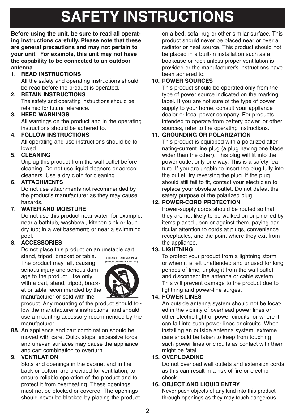 Safety instructions | Curtis IP1490 User Manual | Page 3 / 21