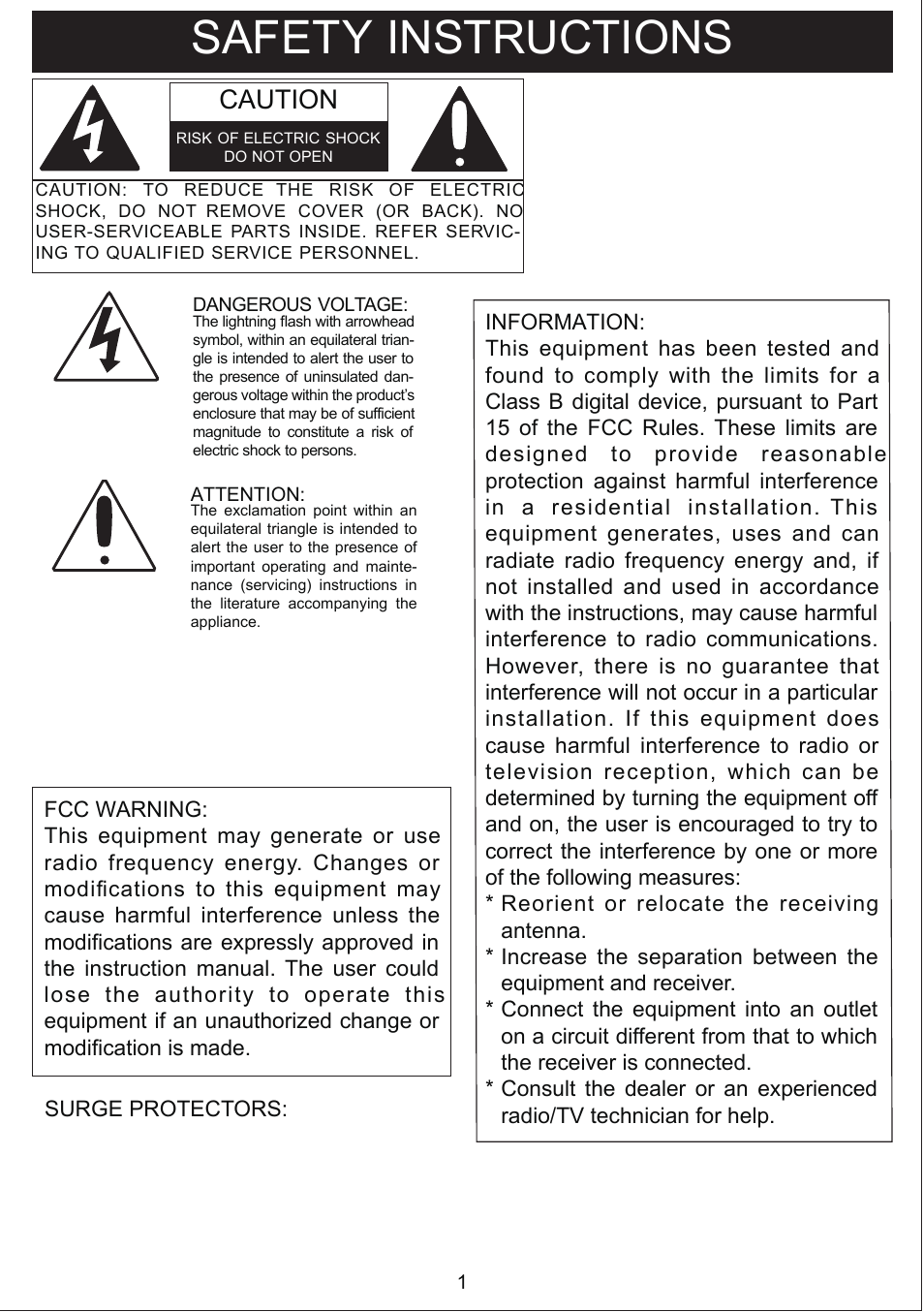 Safety instructions, Caution | Curtis IP205 User Manual | Page 2 / 10