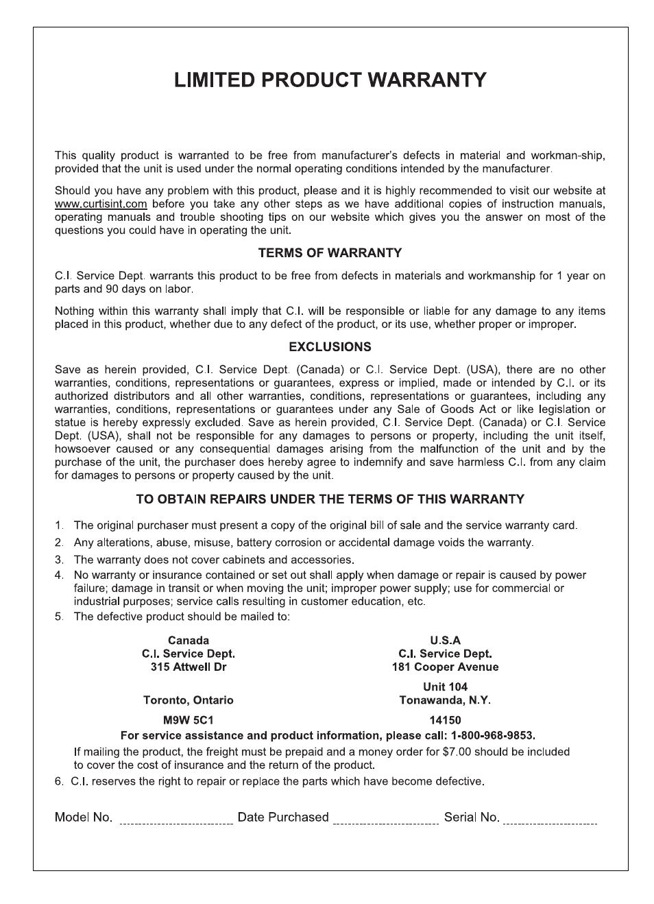 Curtis IP9012 User Manual | Page 20 / 20