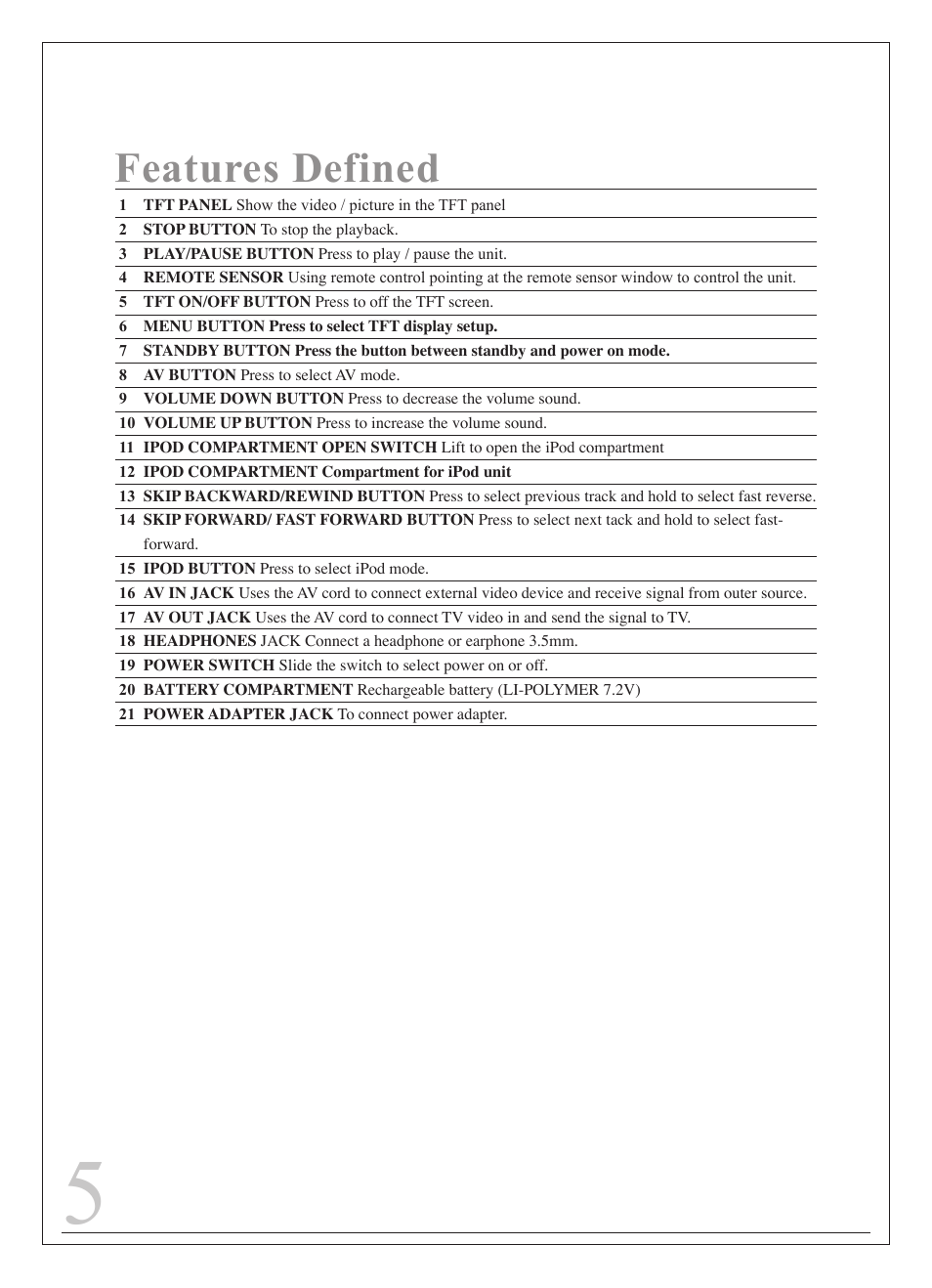 Features defined | Curtis IP9012 User Manual | Page 5 / 20