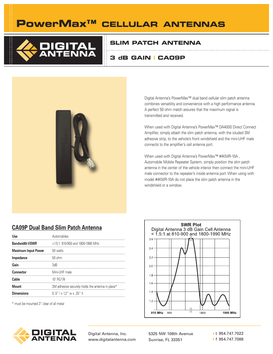 Digital Antenna PowerMax CA09P User Manual | 1 page