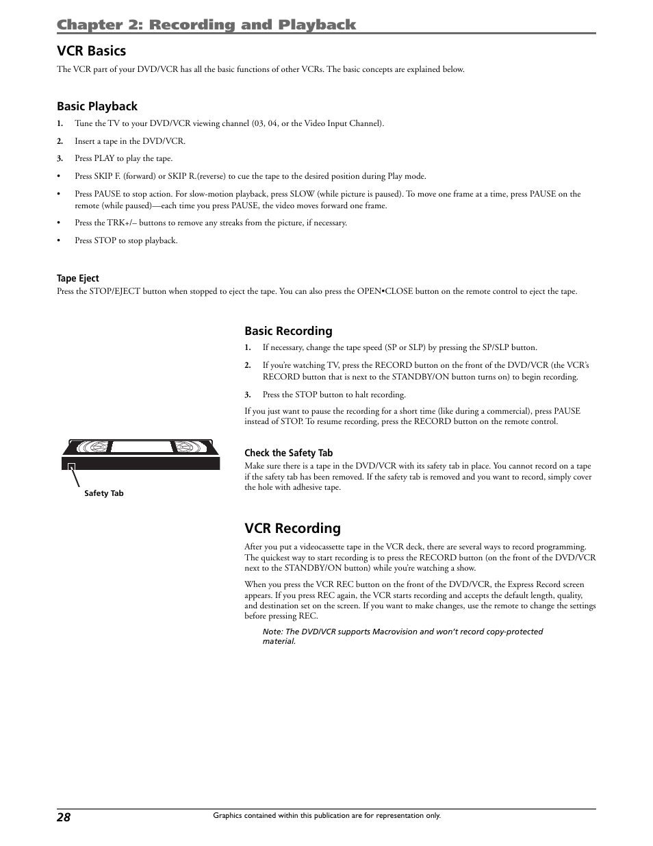 Chapter 2: recording and playback vcr basics, Vcr recording | Curtis DRC8320N User Manual | Page 30 / 48