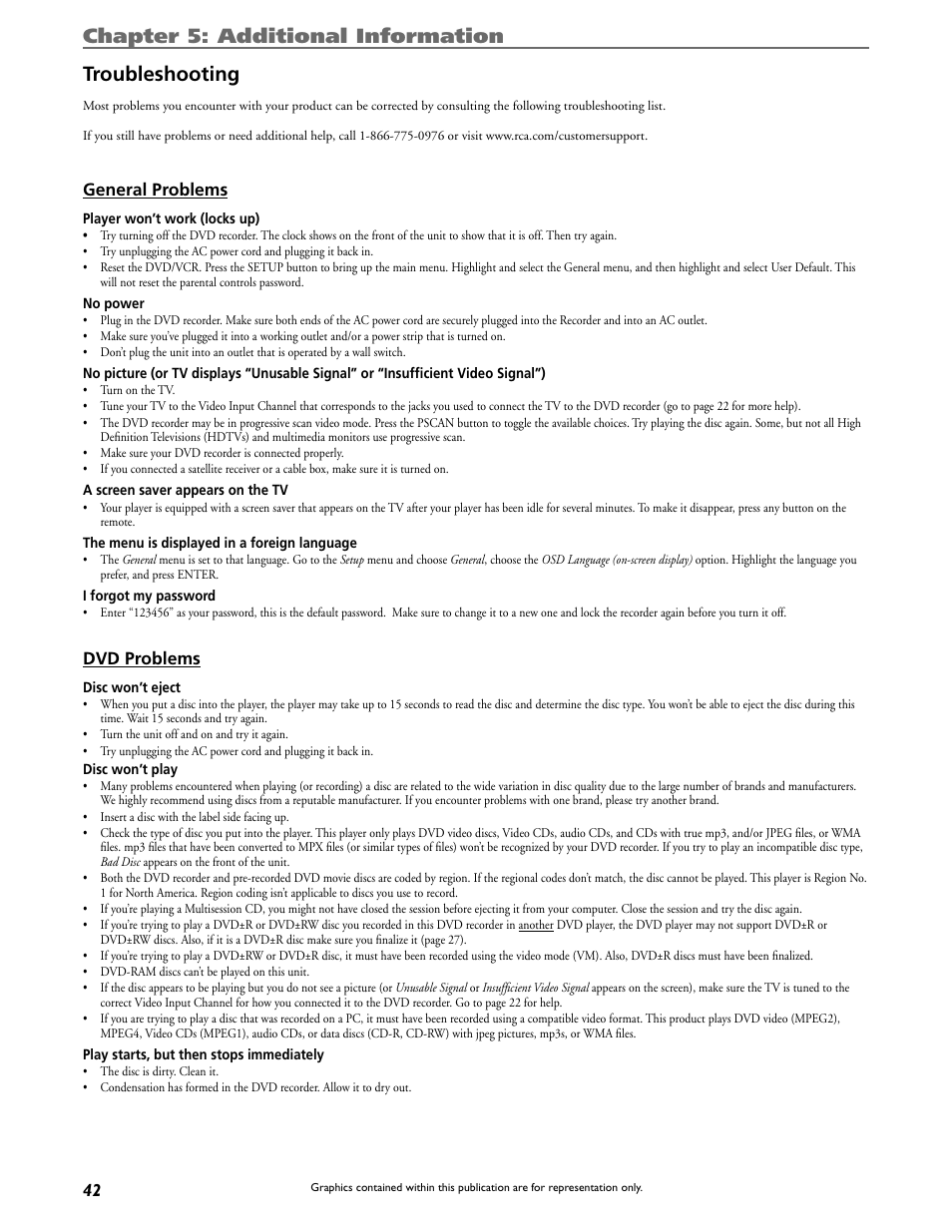 Chapter 5: additional information troubleshooting | Curtis DRC8320N User Manual | Page 44 / 48