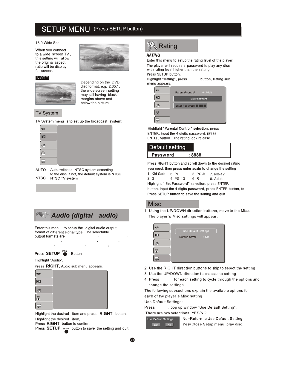 Hd resolution, Enter, Right | Curtis PDVD1096-PL User Manual | Page 26 / 29