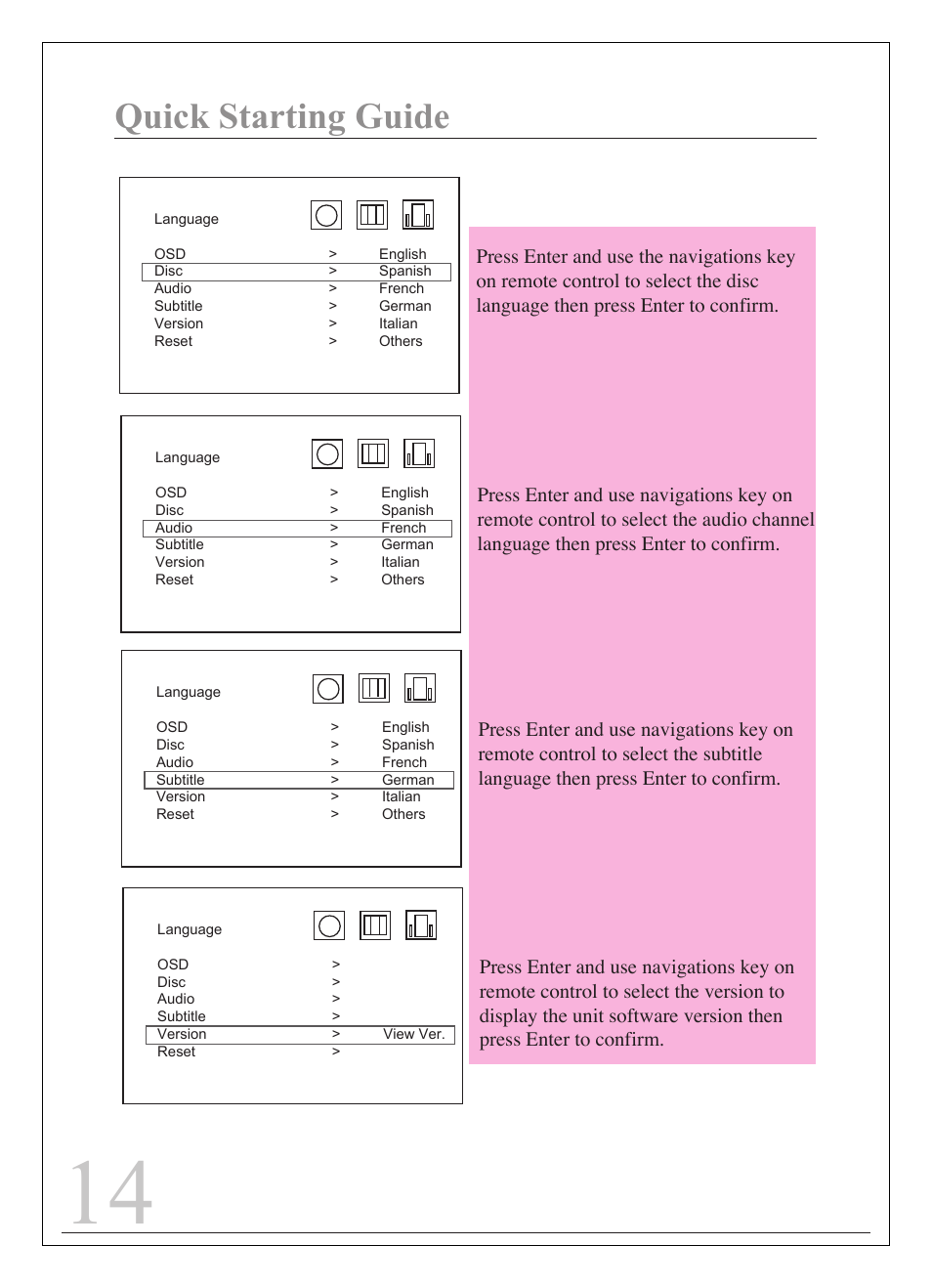 Quick starting guide | Curtis IP9844 User Manual | Page 14 / 24