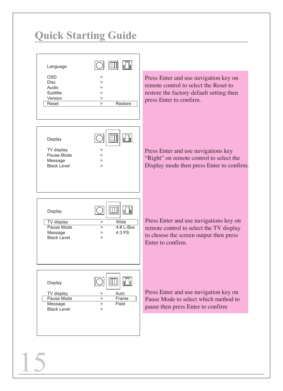 Quick starting guide | Curtis IP9844 User Manual | Page 15 / 24