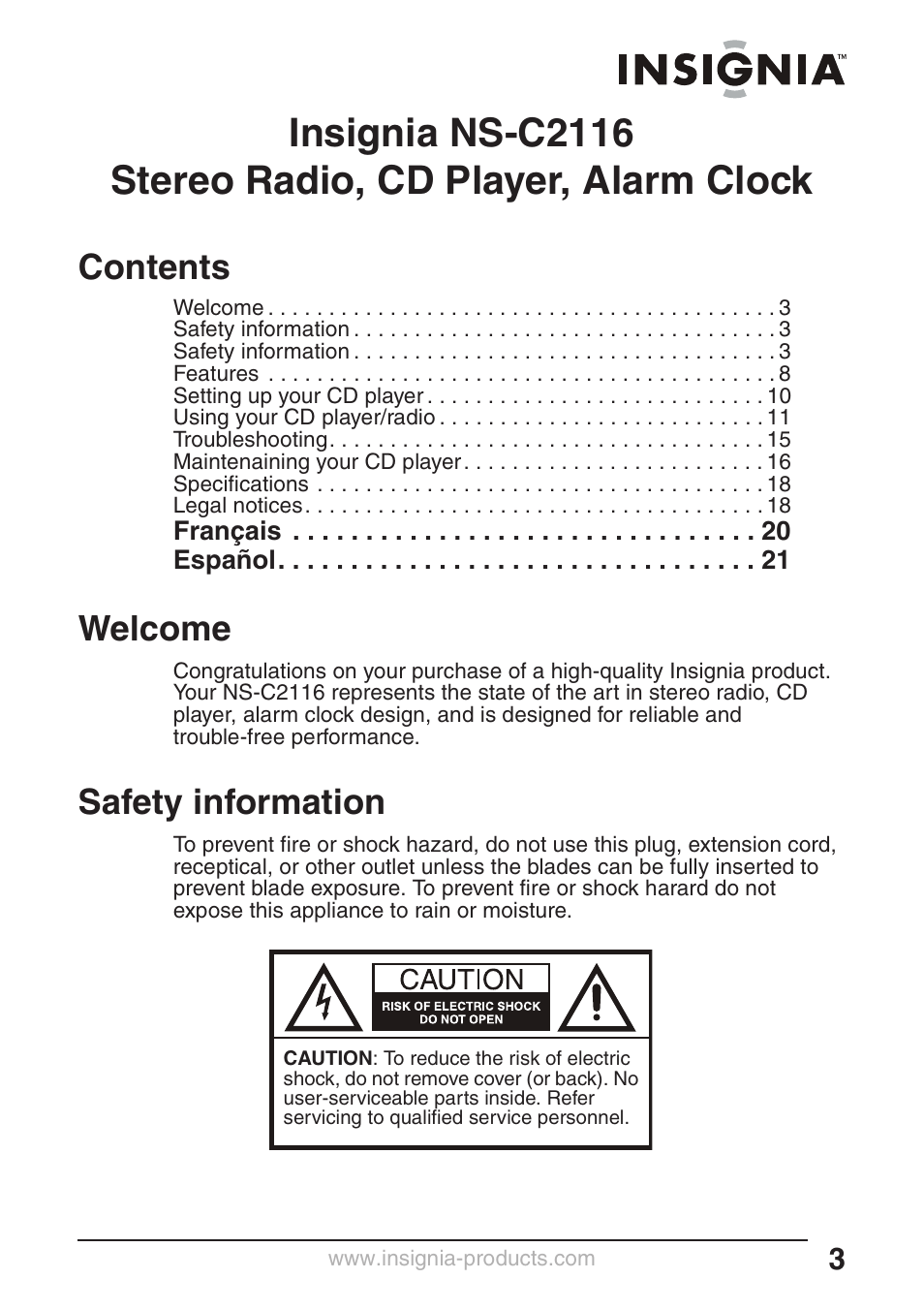 Curtis NS-C2116 User Manual | Page 2 / 19