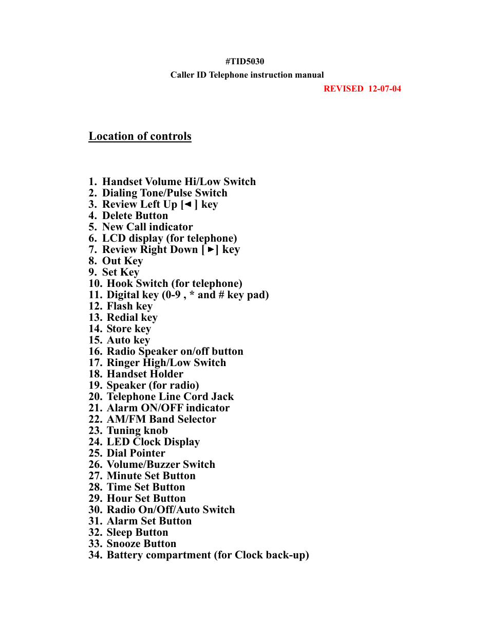 Curtis TID5030 User Manual | 14 pages