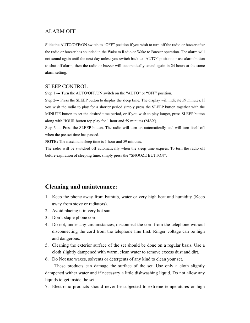 Cleaning and maintenance | Curtis TID5030 User Manual | Page 11 / 14