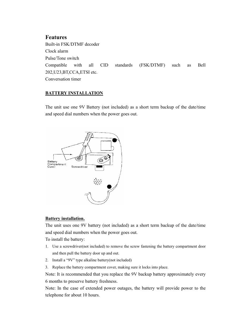 Features | Curtis TID5030 User Manual | Page 2 / 14