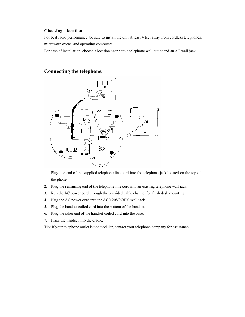 Connecting the telephone | Curtis TID5030 User Manual | Page 3 / 14