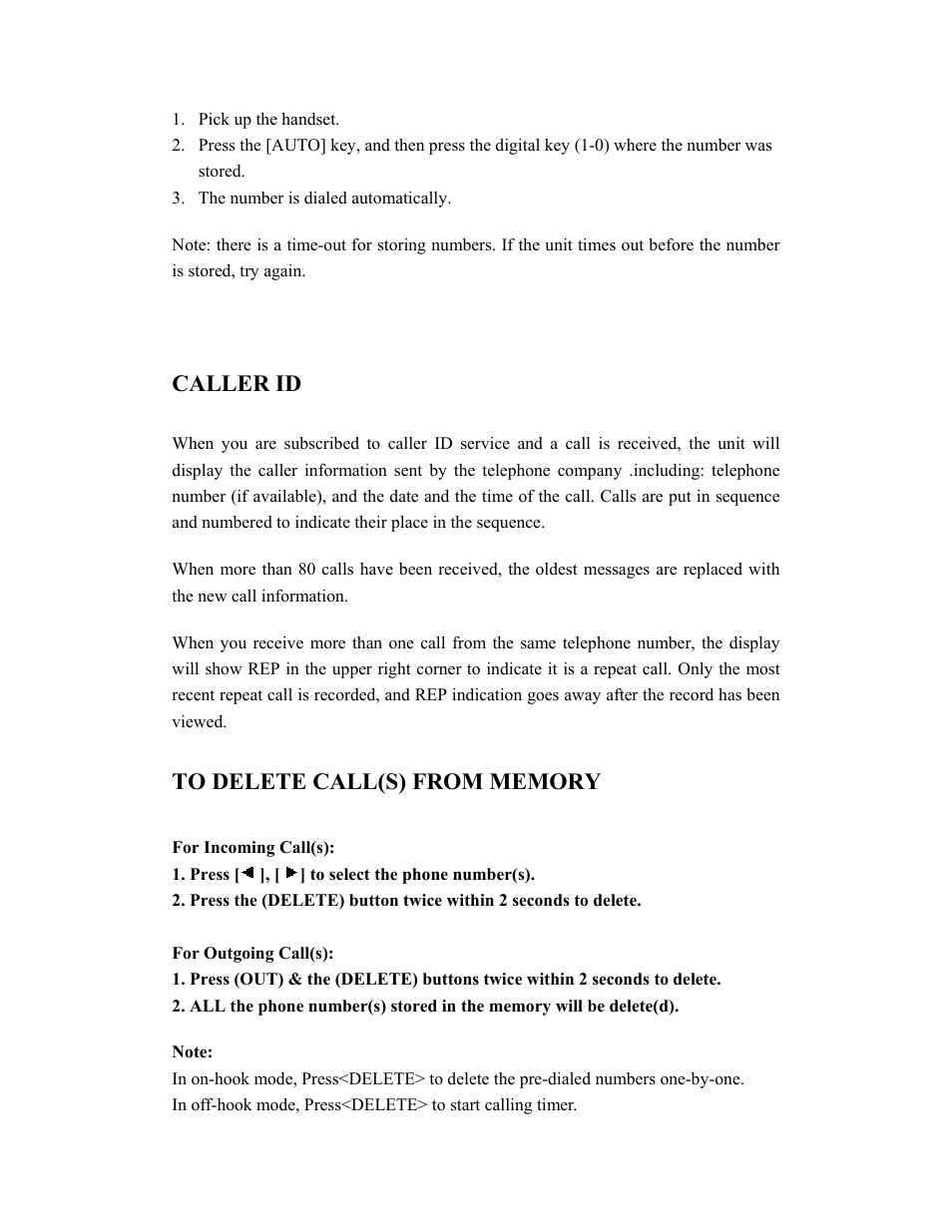 Caller id | Curtis TID5030 User Manual | Page 8 / 14
