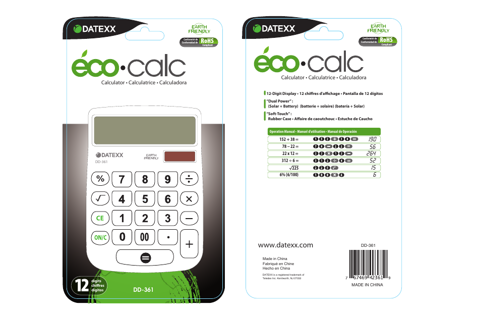 Datexx DD-361 User Manual | 1 page