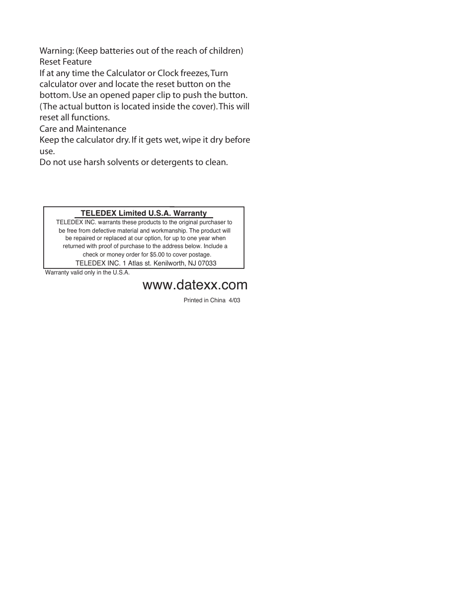 Df551_om4 | Datexx DESK PILOT II DF-551 User Manual | Page 4 / 4