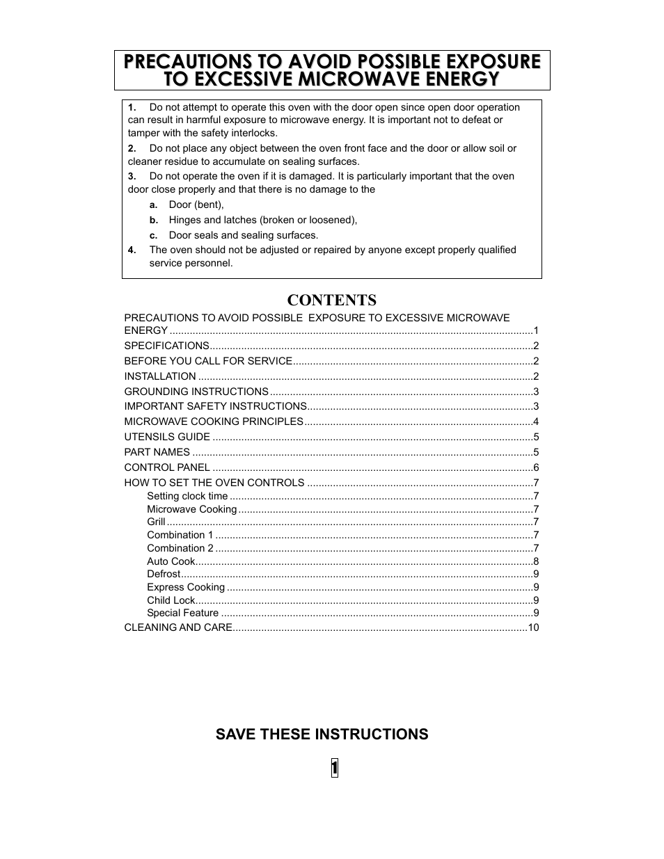 Curtis OMW1199 User Manual | Page 2 / 11