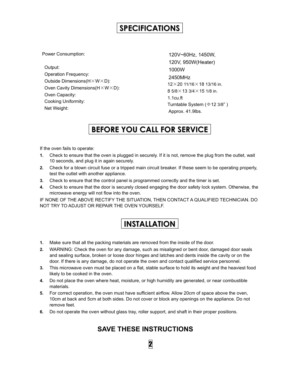 Curtis OMW1199 User Manual | Page 3 / 11