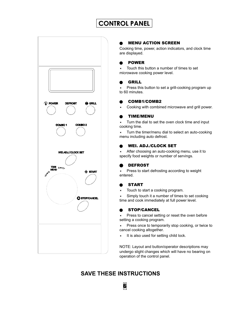 Save these instructions | Curtis OMW1199 User Manual | Page 7 / 11