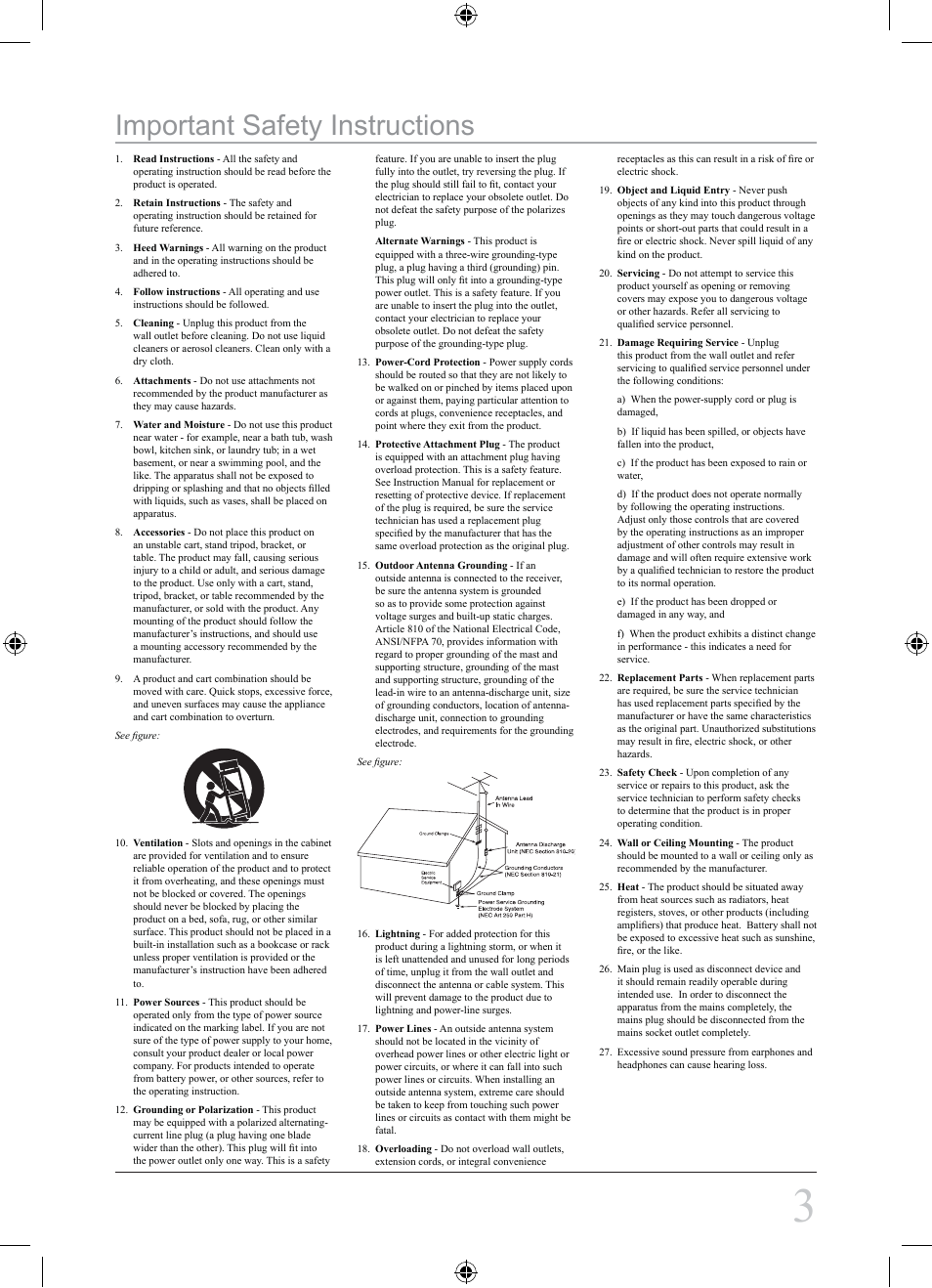 Important safety instructions | Curtis SP294 User Manual | Page 3 / 7