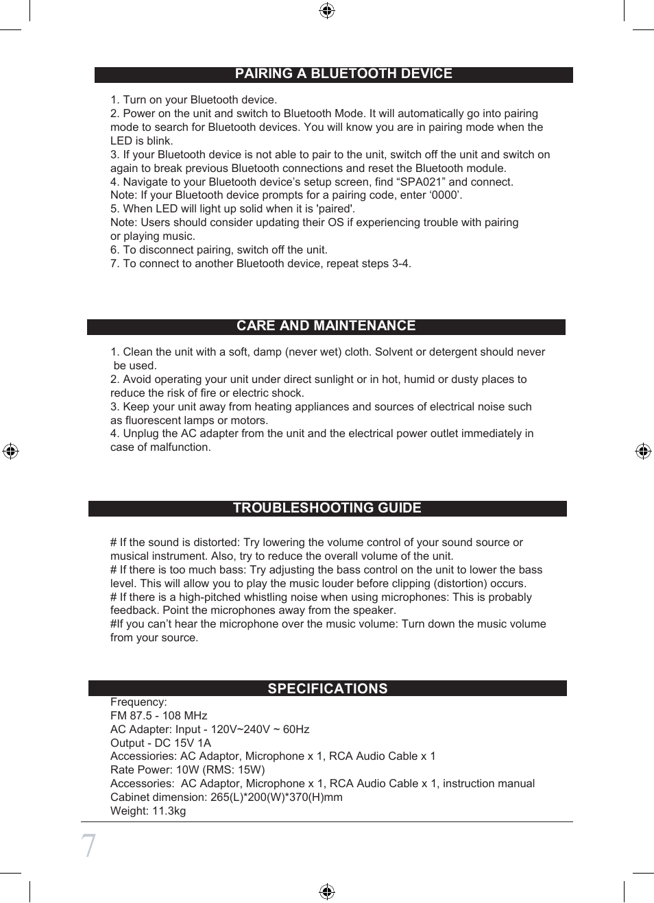 Curtis SPA021 User Manual | Page 7 / 8