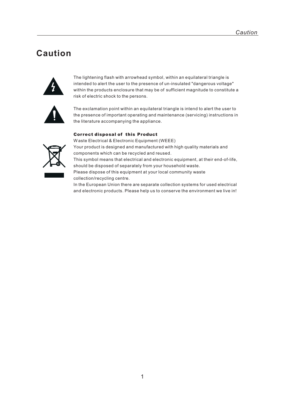 Caution | Curtis RLED2242A-WHITE User Manual | Page 3 / 37