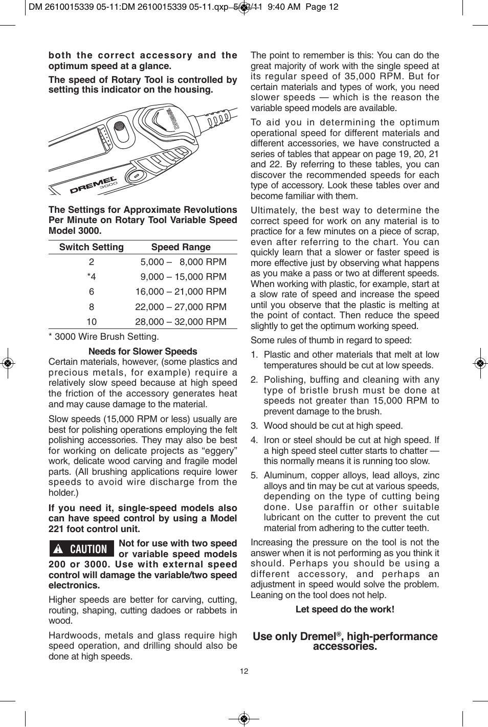 Dremel 3000 User Manual | Page 12 / 68