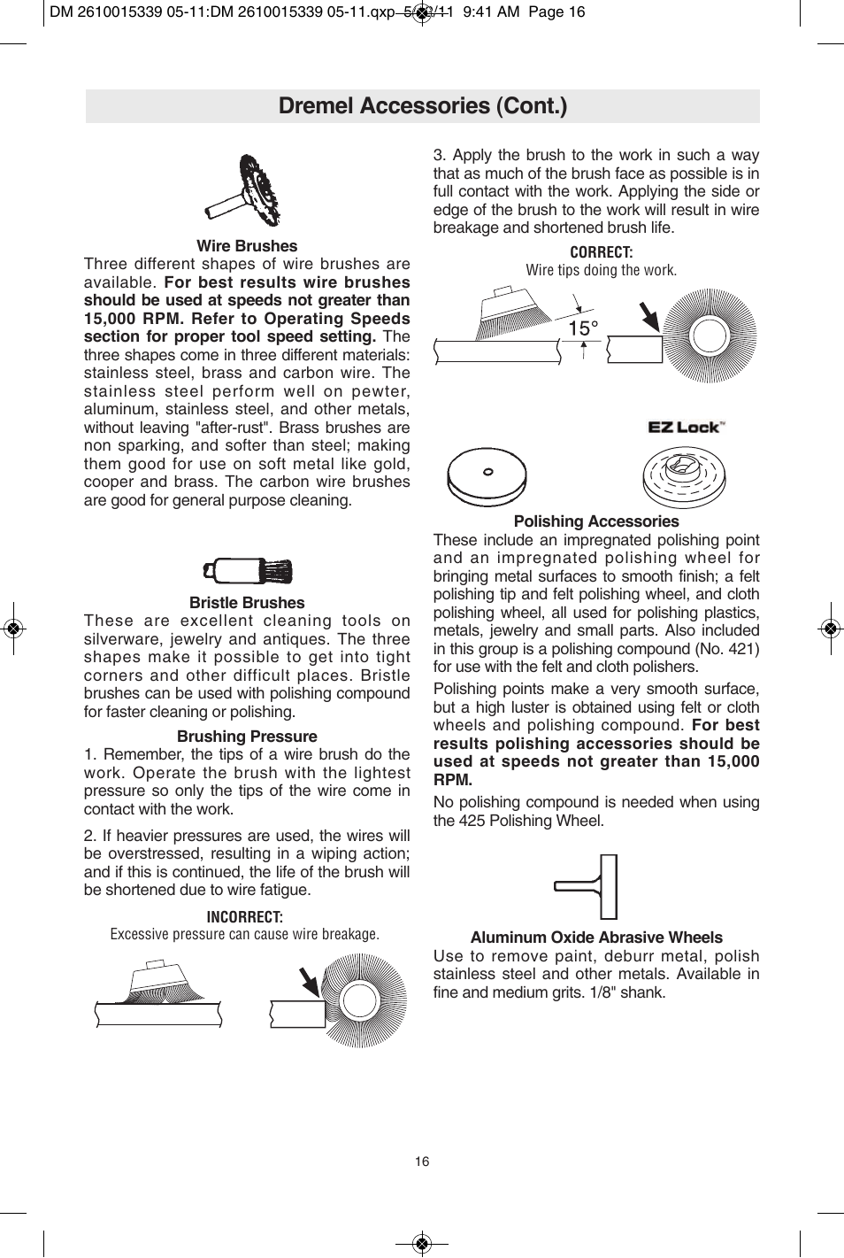 Dremel accessories (cont.) | Dremel 3000 User Manual | Page 16 / 68
