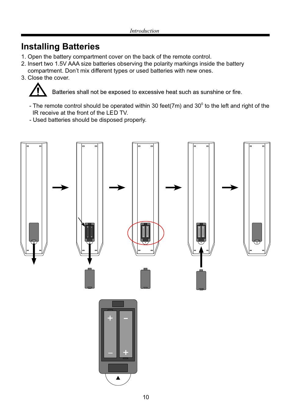 Installing batteries | RCA RLEDV2238A-B User Manual | Page 12 / 31