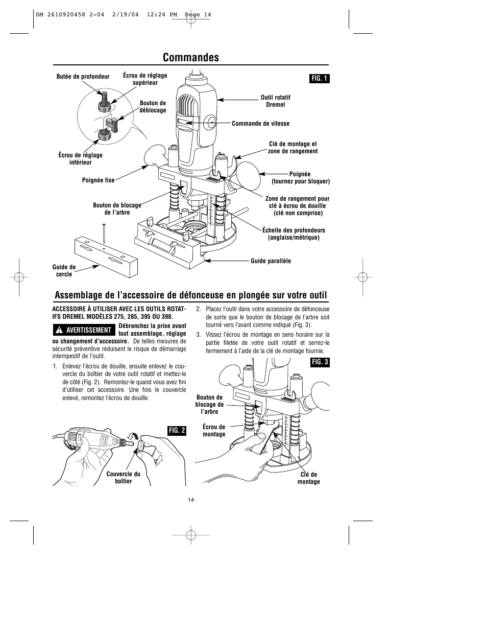 Commandes | Dremel 335 User Manual | Page 14 / 36