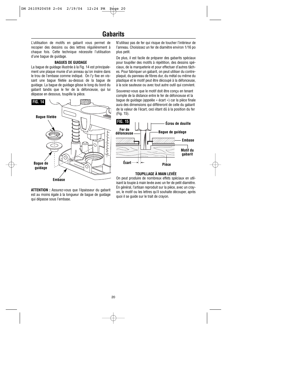 Gabarits | Dremel 335 User Manual | Page 20 / 36