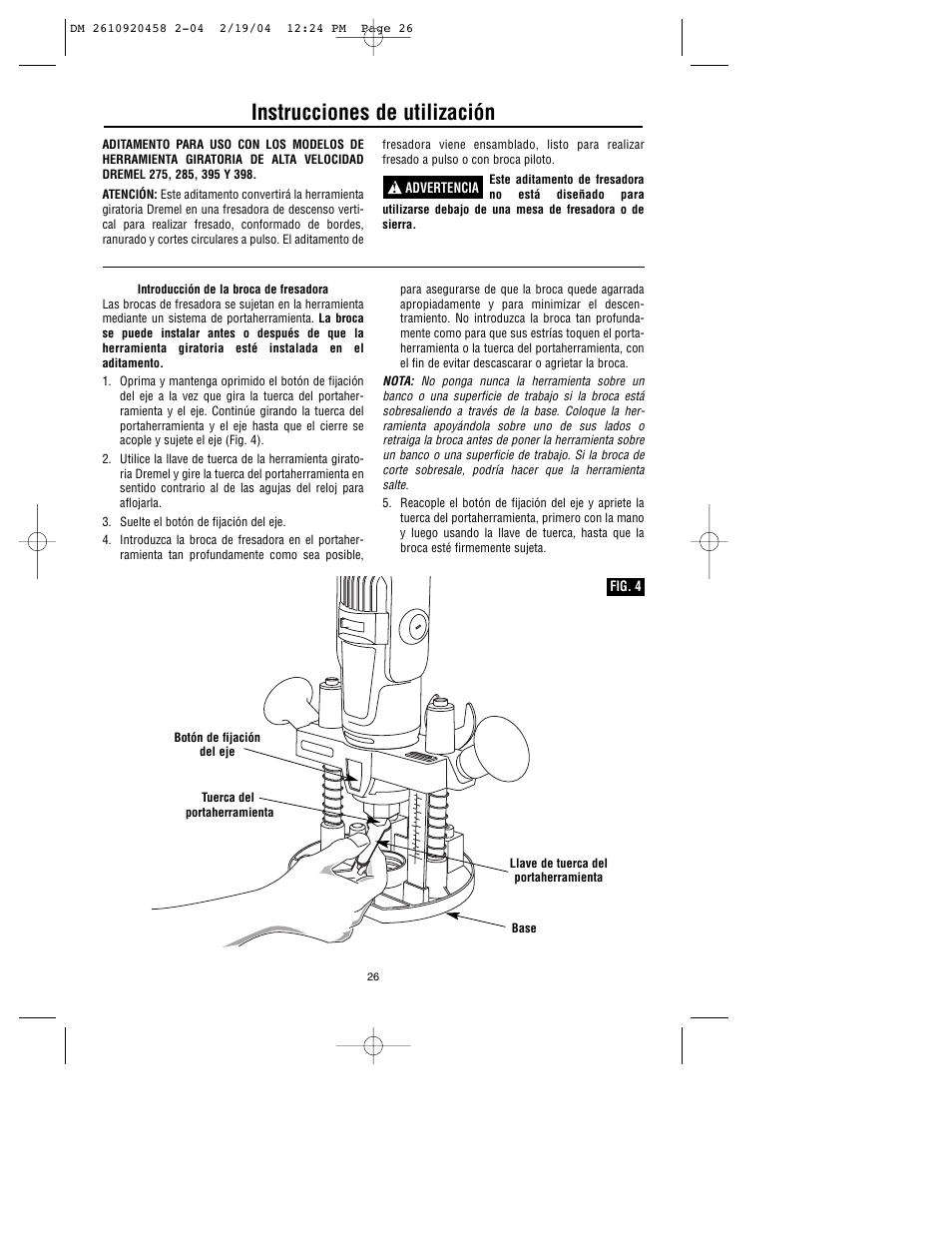 Instrucciones de utilización | Dremel 335 User Manual | Page 26 / 36