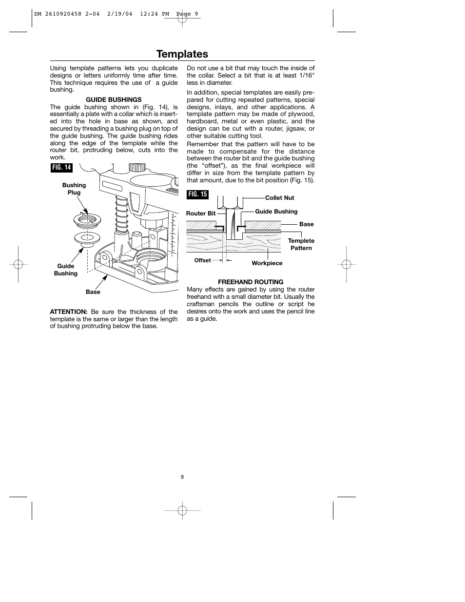 Templates | Dremel 335 User Manual | Page 9 / 36
