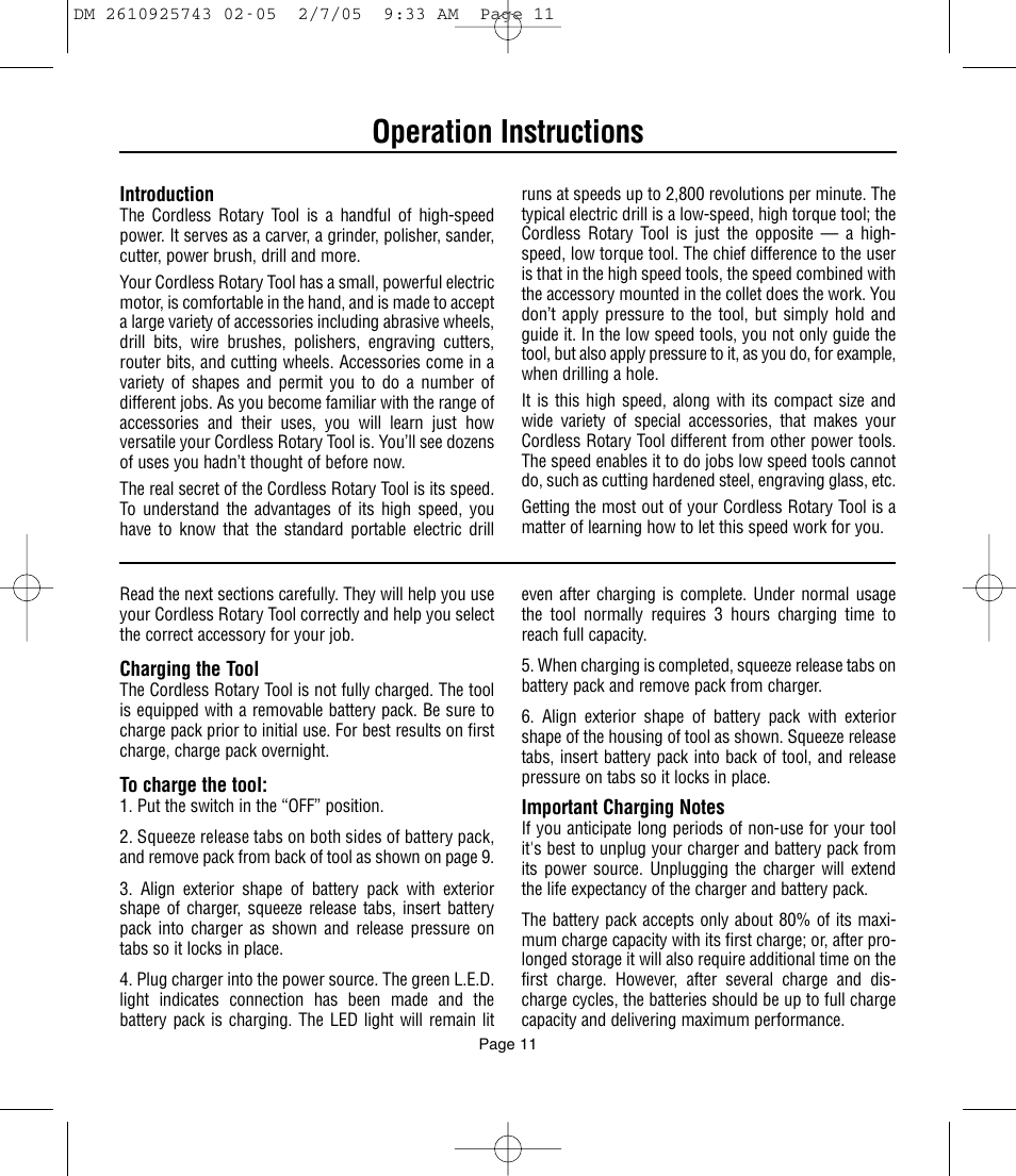 Operation instructions | Dremel 770 User Manual | Page 11 / 68