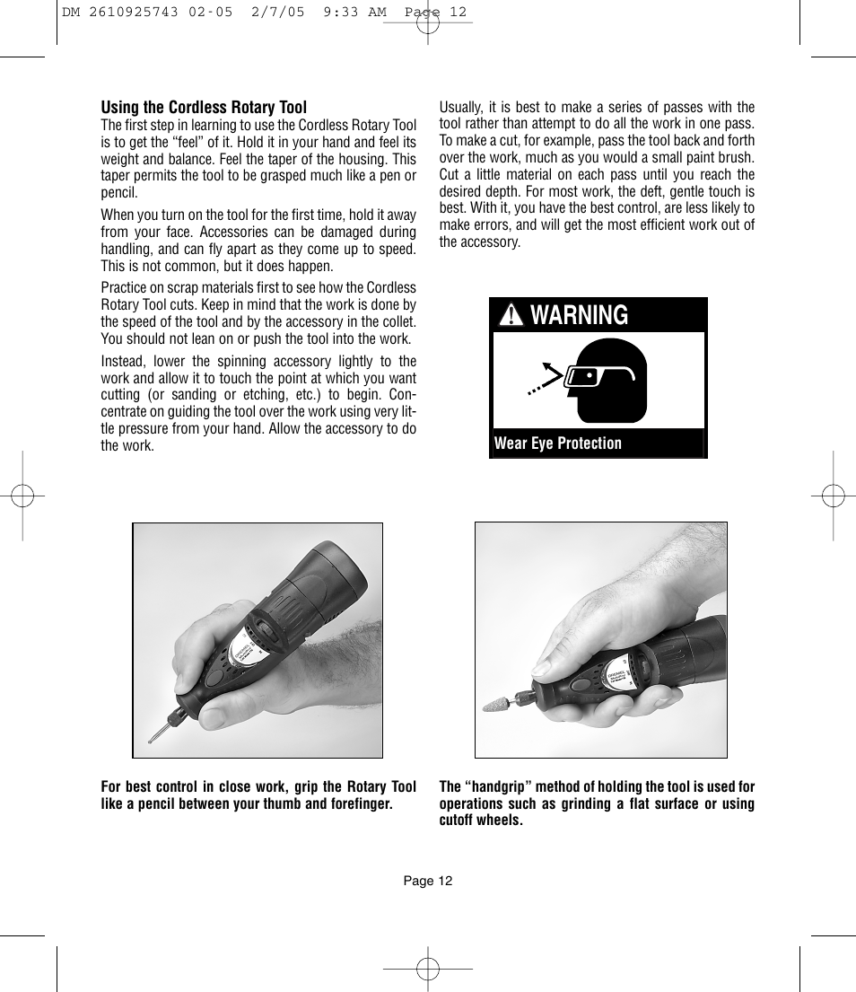 Warning | Dremel 770 User Manual | Page 12 / 68